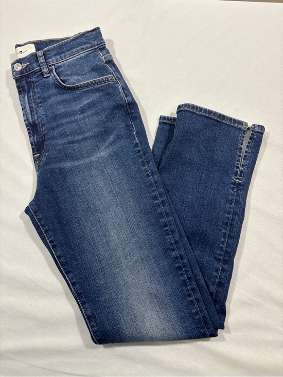 7 For All Mankind Denim - 7 For All Mankind High Rise Split Hem Ankle Jeans Blue Medium Wash Size 27